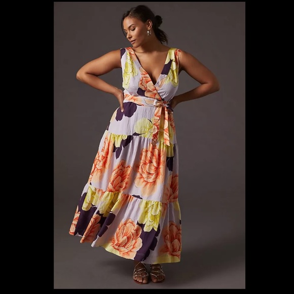 Anthropologie NWT Maeve Floral Wrap Maxi Dress Size 22W. - Picture 1 of 14